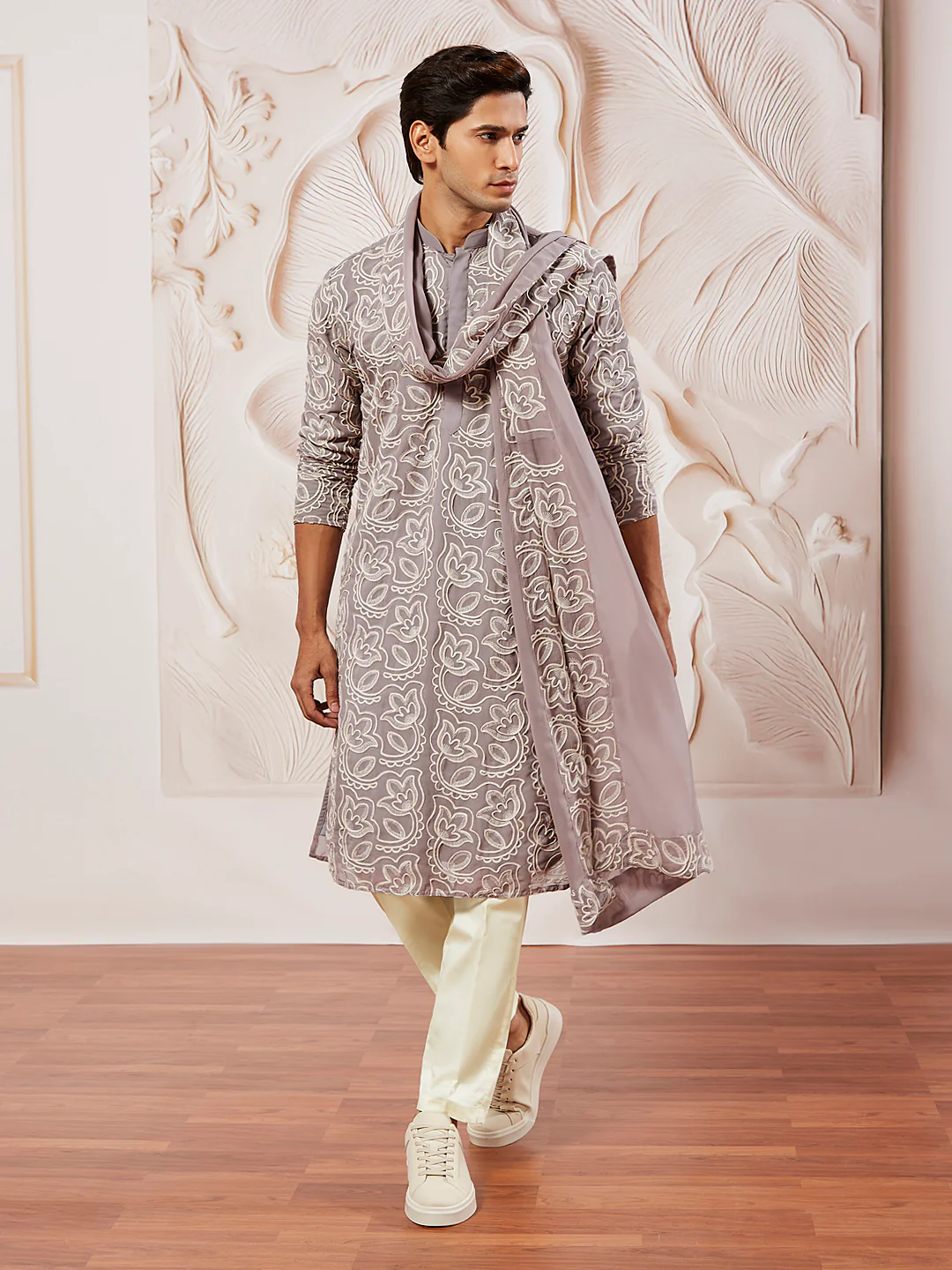 Men's Lavender Georgette Kurta - Image 5