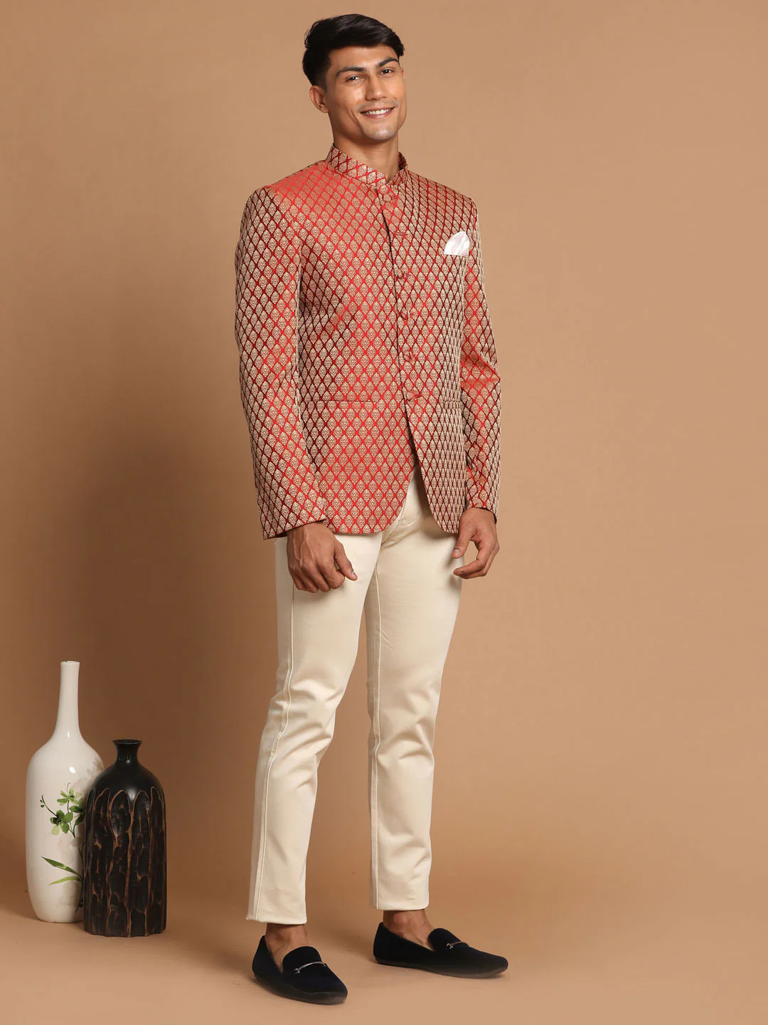 Men's Maroon Silk Blend Ethnic Jodhpuri - Image 5