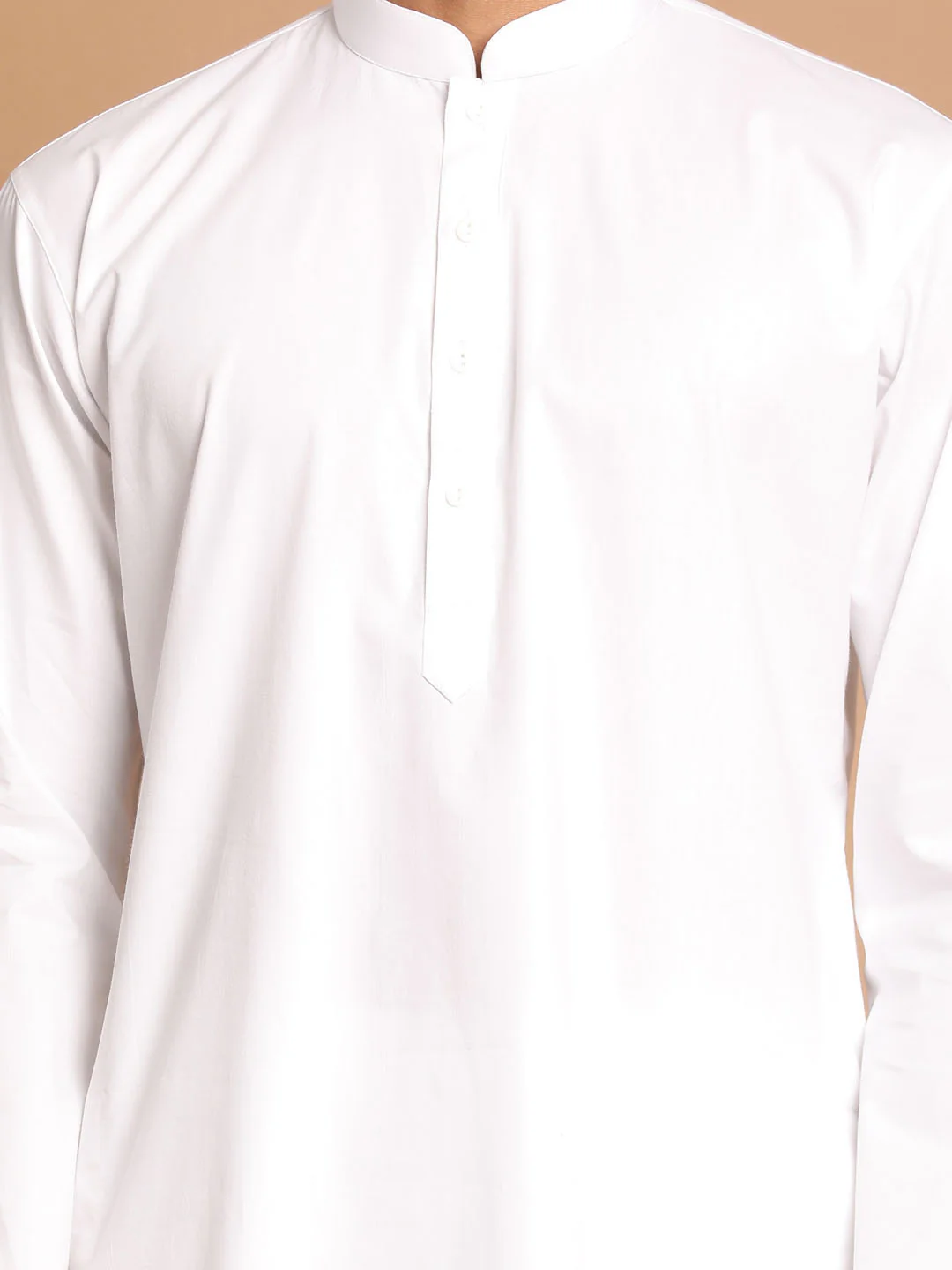 Men's Grey Printed Nehru Jacket With White Solid Kurta & White Cotton Pant Set - Image 5