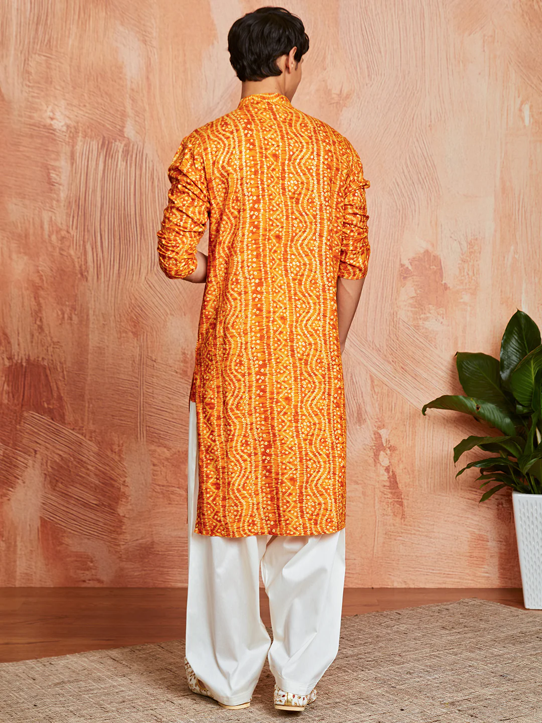 Men's Mustard Rayon Kurta And Patyala Set - Image 3