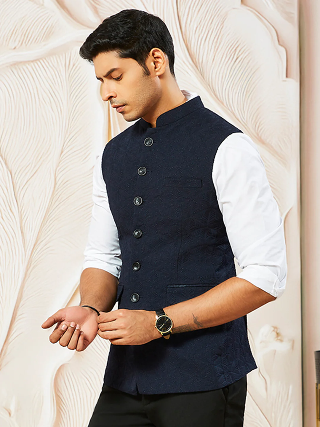 Men's Navy Blue - Nehru Jacket - Image 6