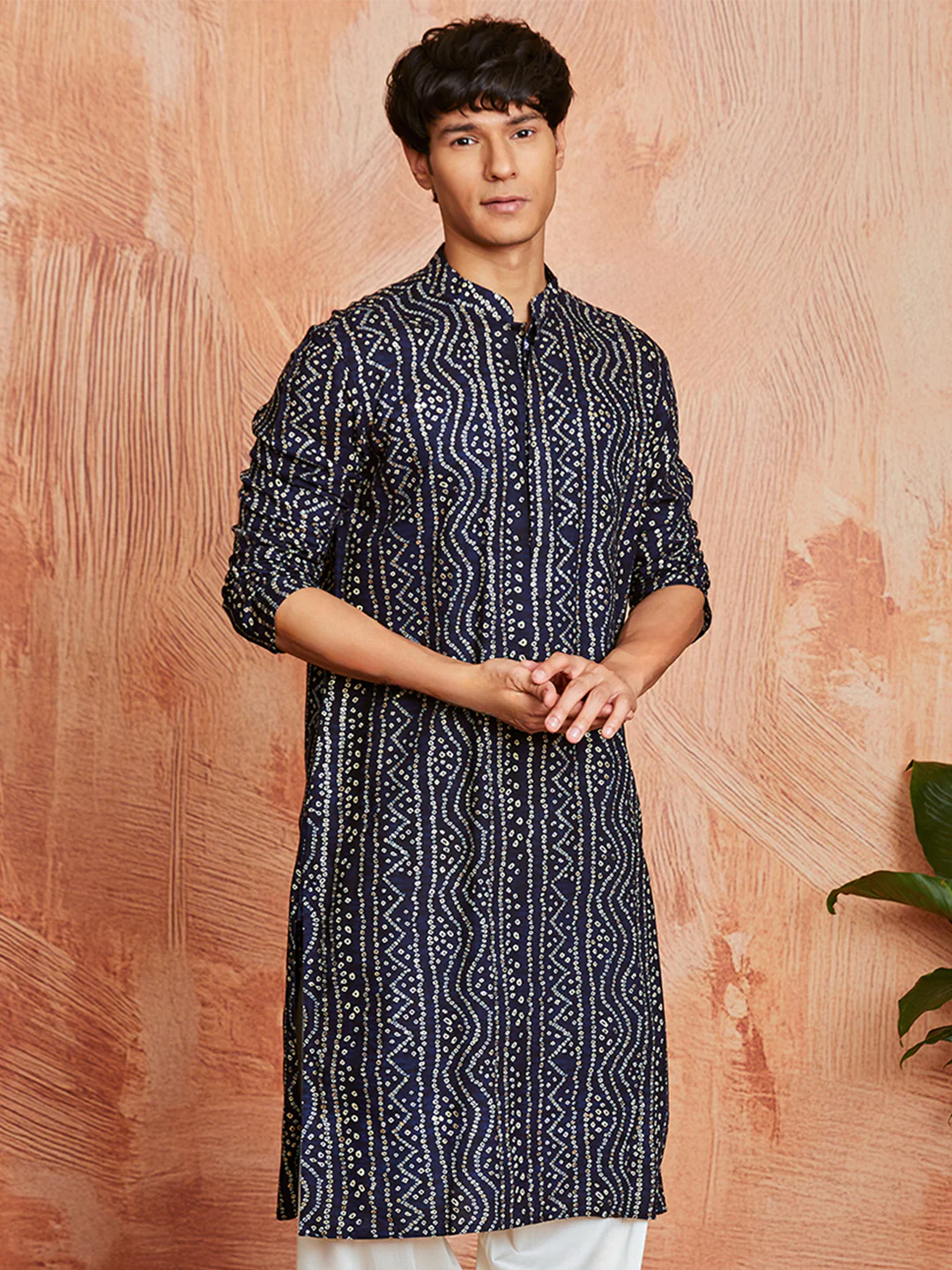 Men's Navy Blue Rayon Kurta - Image 6