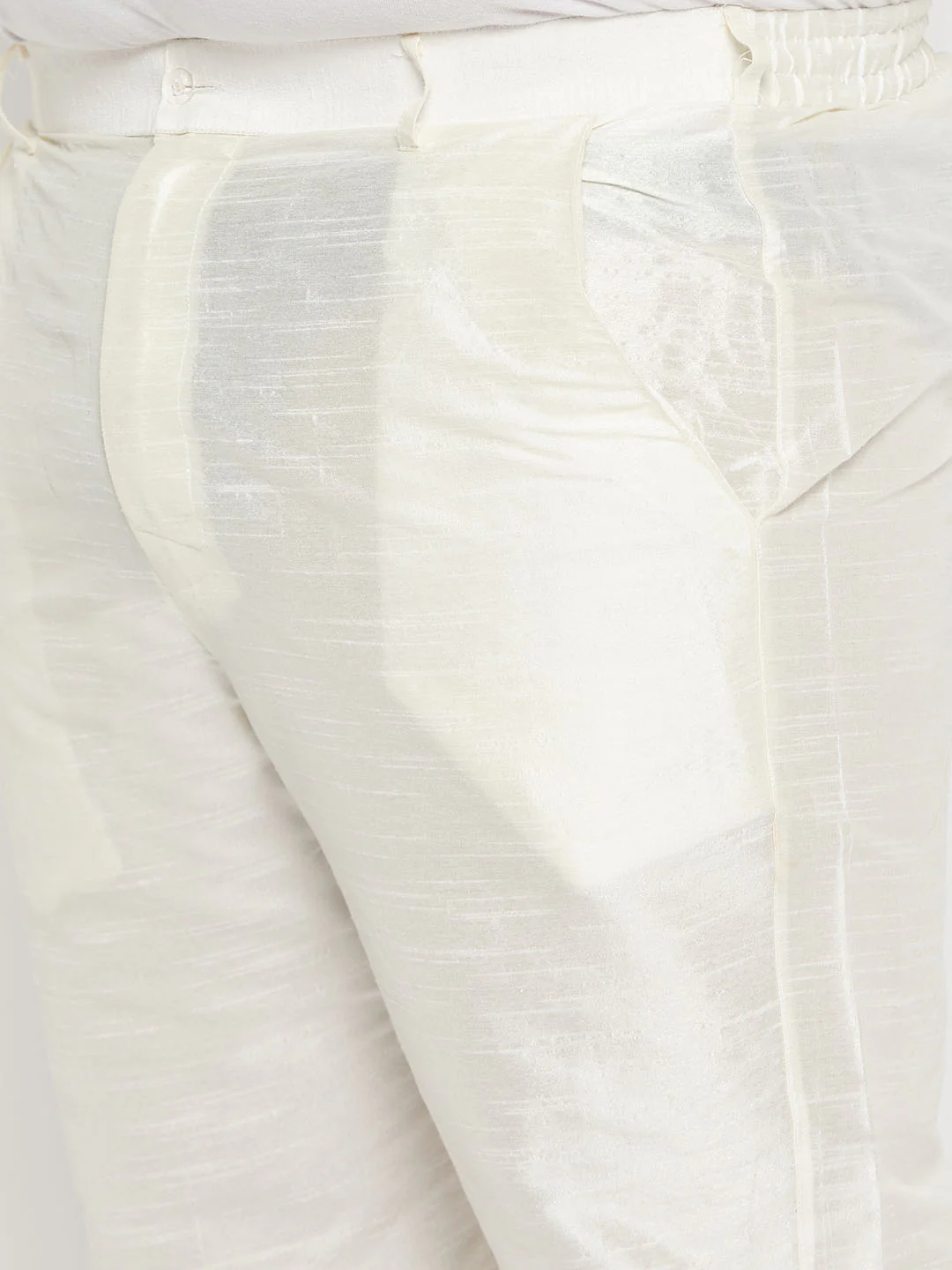 Men's Plus Size Coffee Matka Silk Nehru Jacket With Cream Silk Blend Kurta And Pant Style Pyjama Set - Image 5