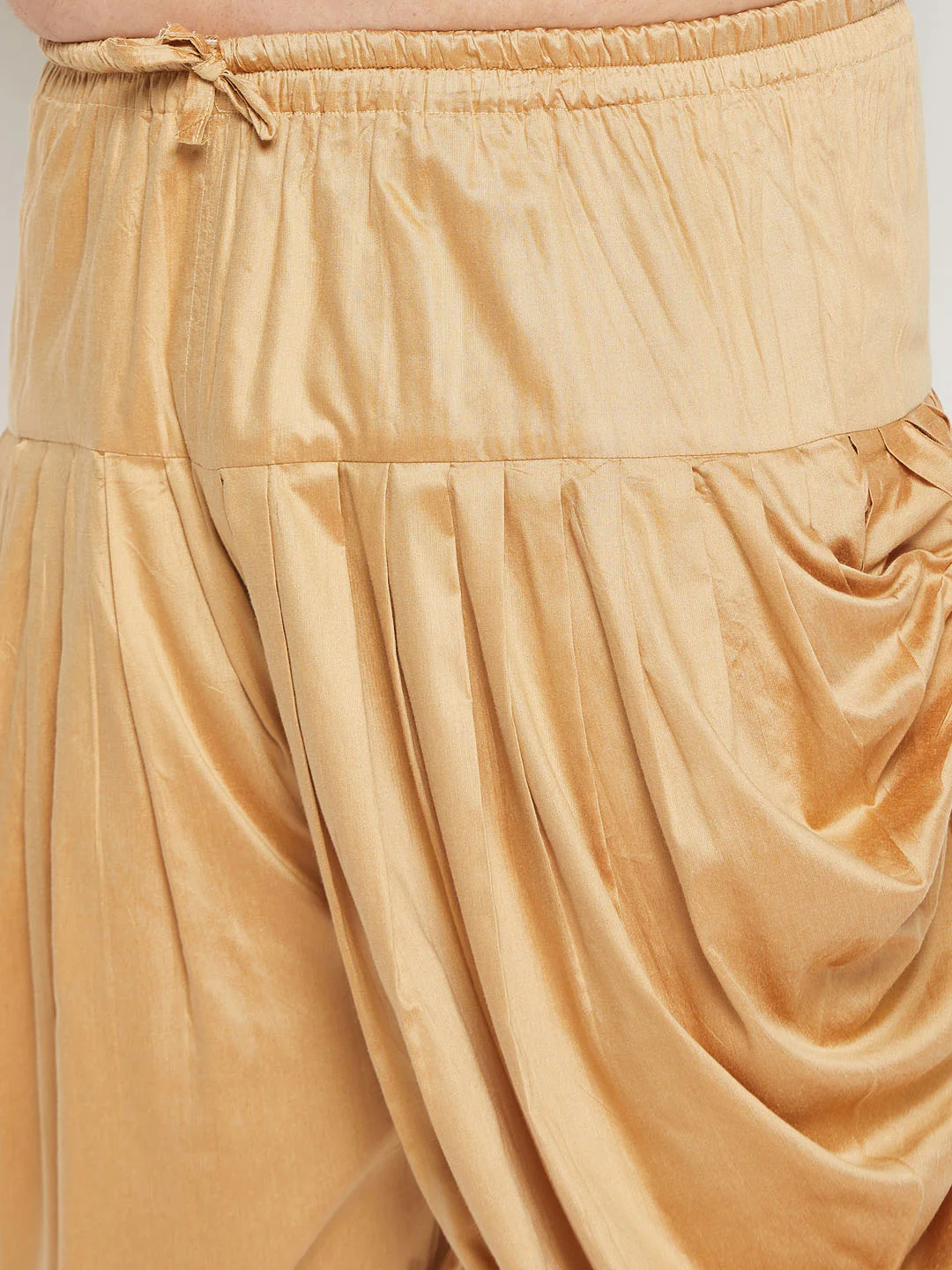 Men's Plus Size Gold Zari Weaved Kurta Dhoti Set - Image 5