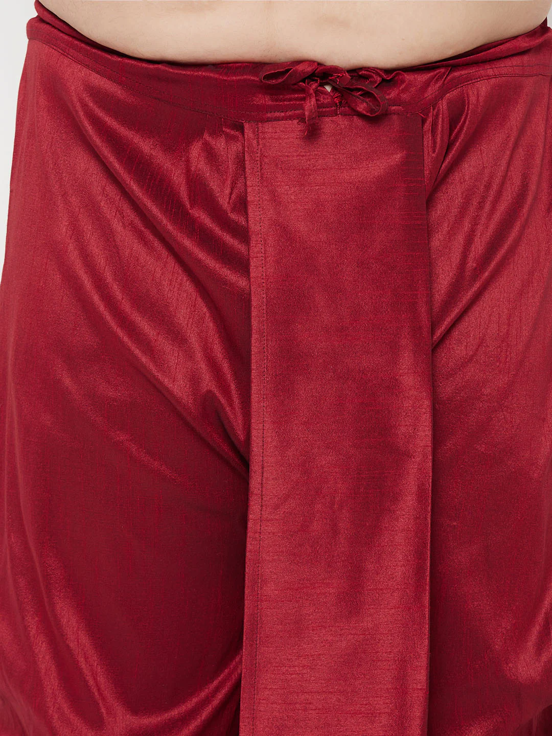 Men's Plus Size Gold Silk Blend Kurta And Maroon Solid Dhoti Set - Image 5