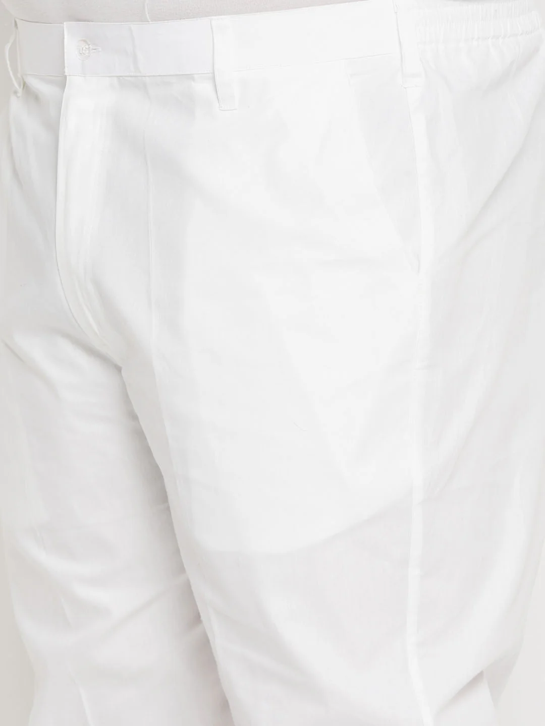Men's Plus Size Orange Chikankari Embroidered Kurta And White Cotton Pant Style Pyjama Set - Image 5