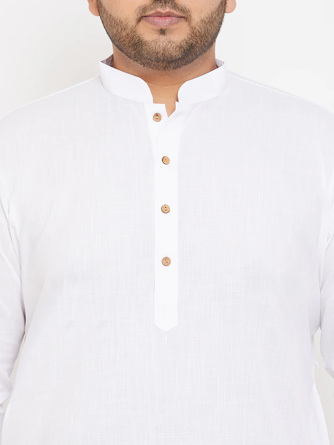 Men's Plus Size White Cotton Kurta - Image 4