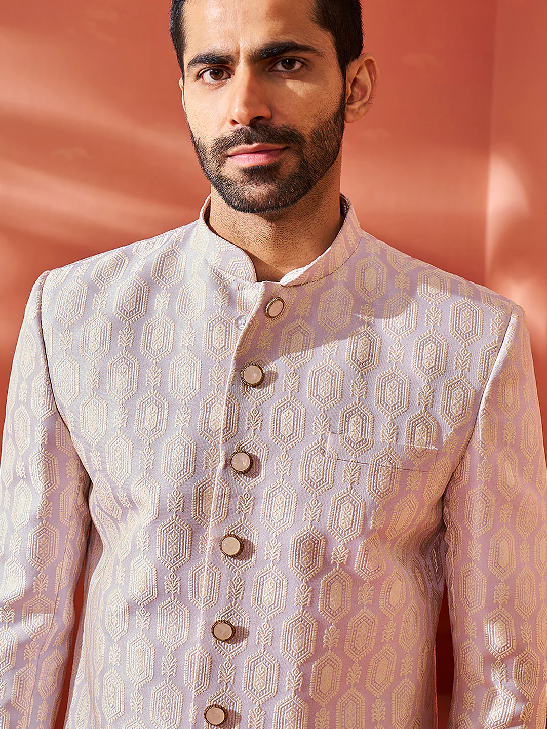 Men's Purple Silk Blend Jodhpuri Pyjama Set - Image 3