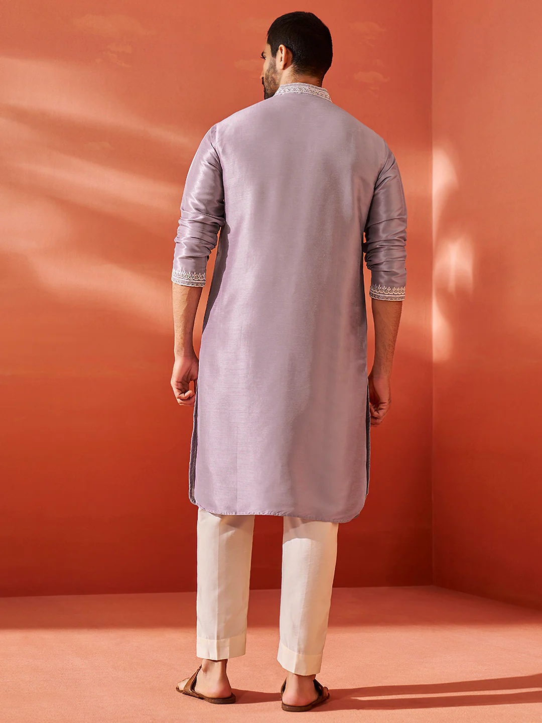 Men's Purple Silk Blend Kurta - Image 5