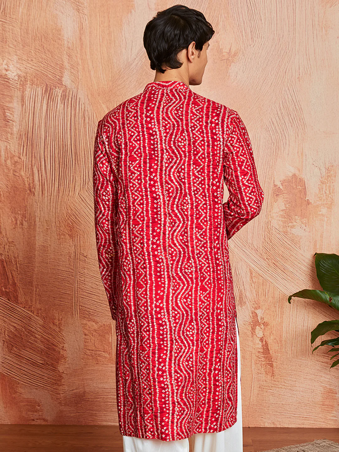 Men's Red Rayon Kurta - Image 4