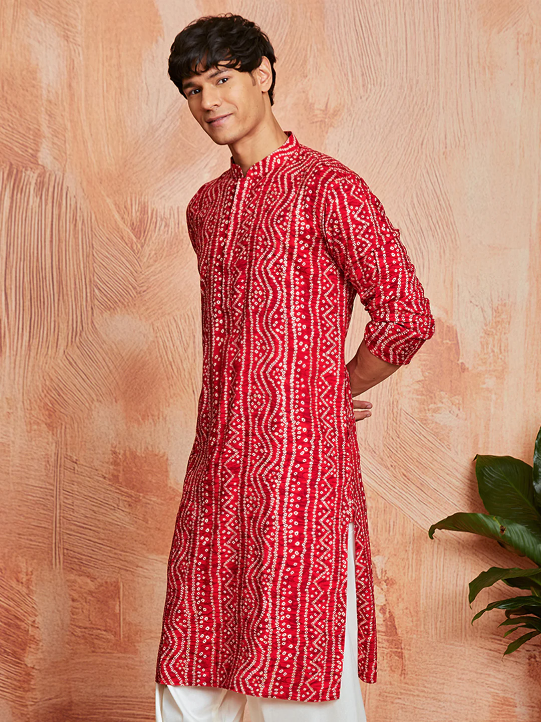 Men's Red Rayon Kurta - Image 5