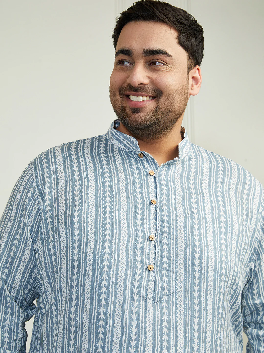 Plus Men's Grey Cotton Kurta - Image 3