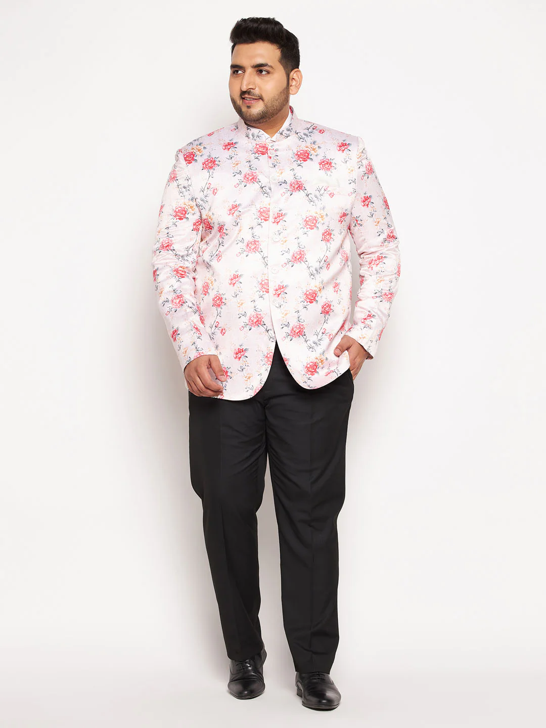Plus Size Men's Peach Silk Blend Jodhpuri - Image 5
