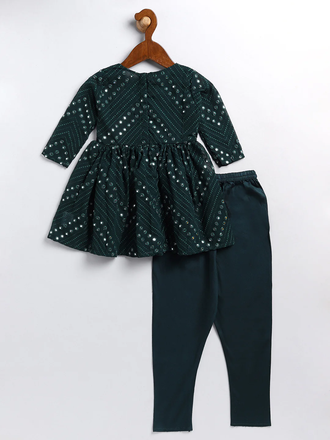 Sishu Girl's Green Mirror Kurta Pyjama Set - Image 3