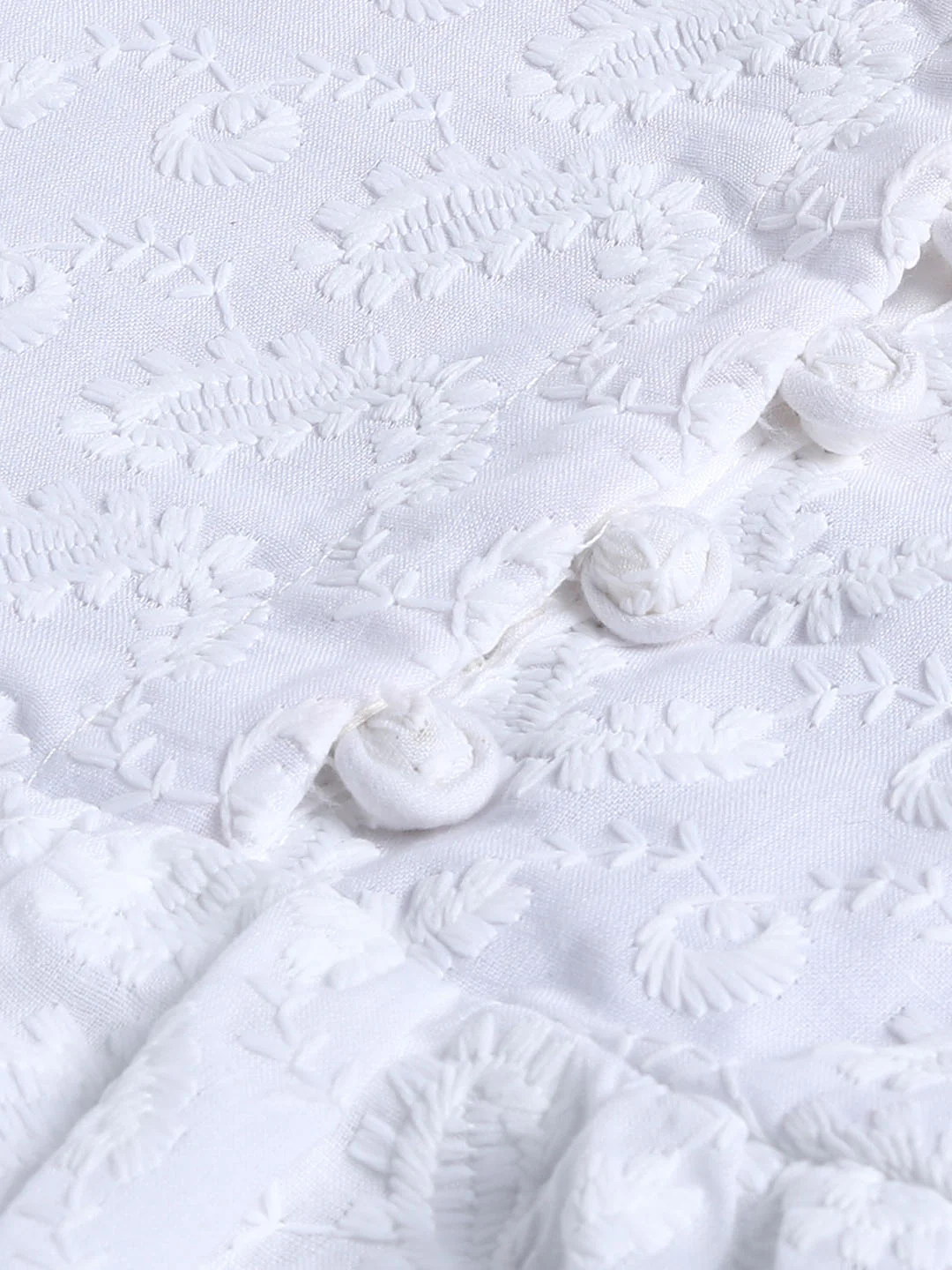 Sishu Girl's White Chikankari Cotton Kurta - Image 4