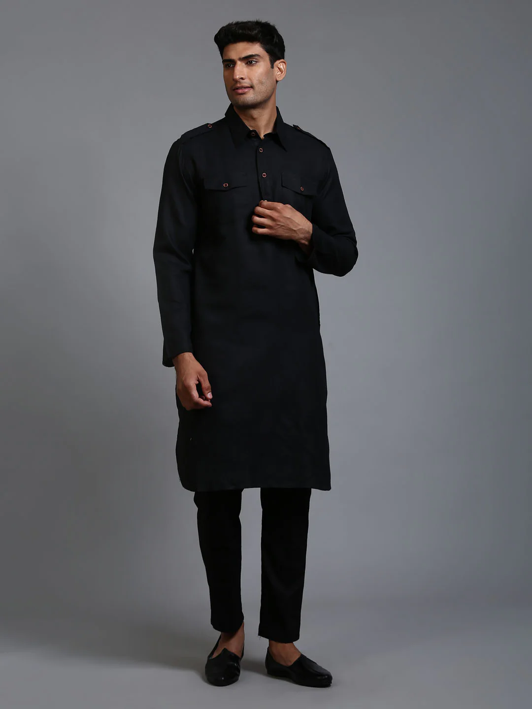 Men's Black Pathani Suit Set - Image 8