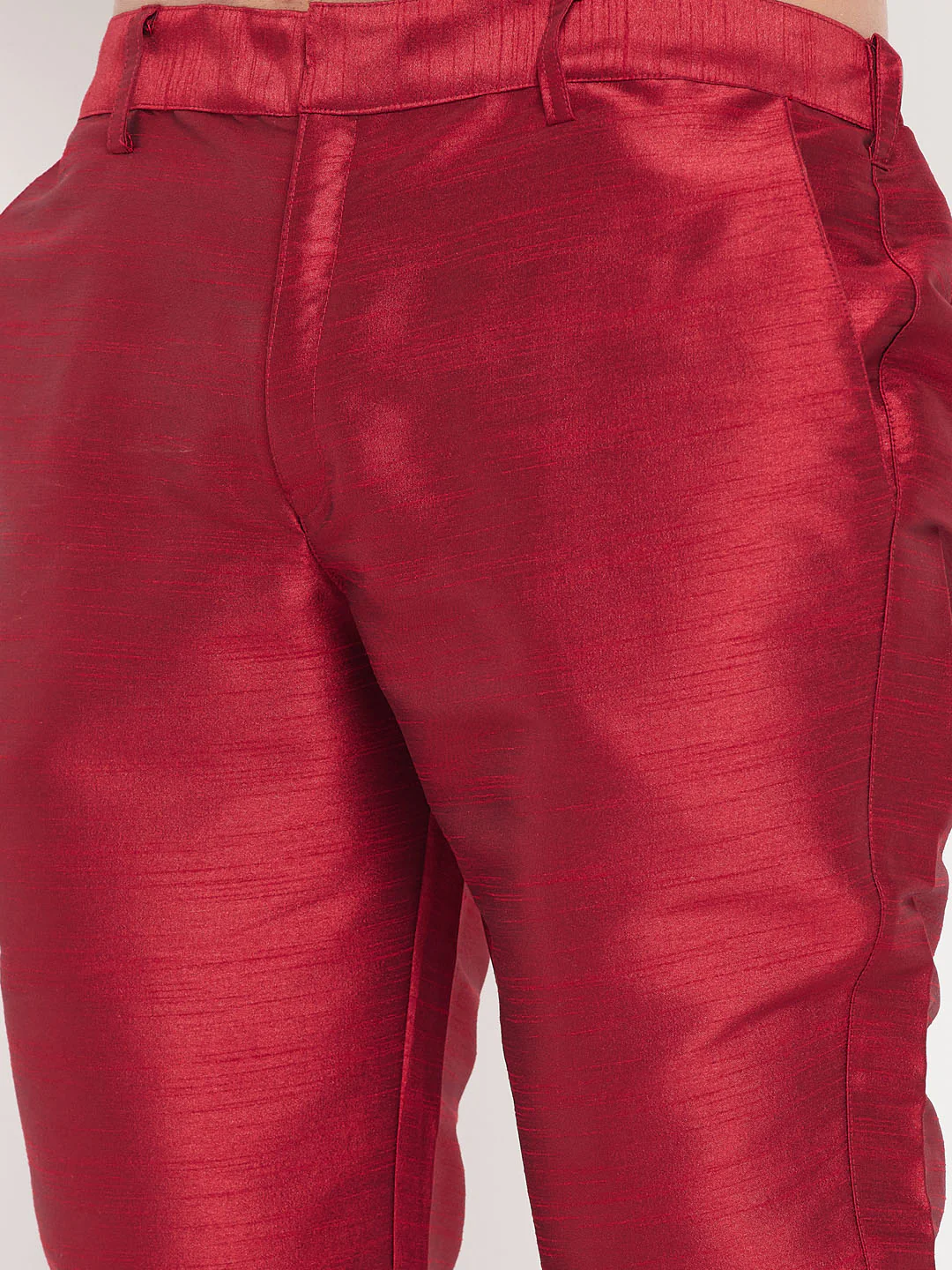 Men's Maroon Silk Blend Pant Style Pyjama - Image 4