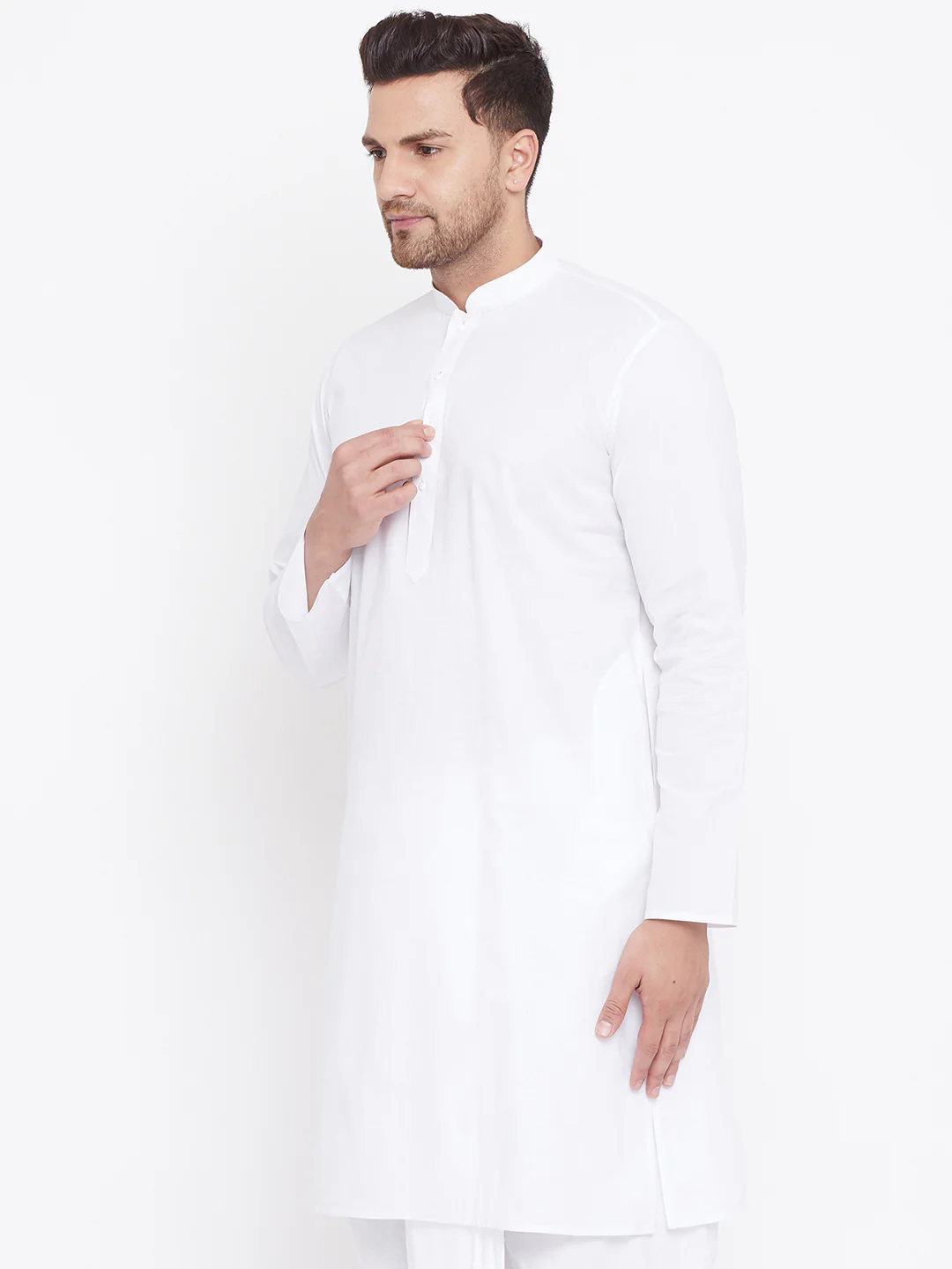 Men's White Cotton Kurta - Image 4