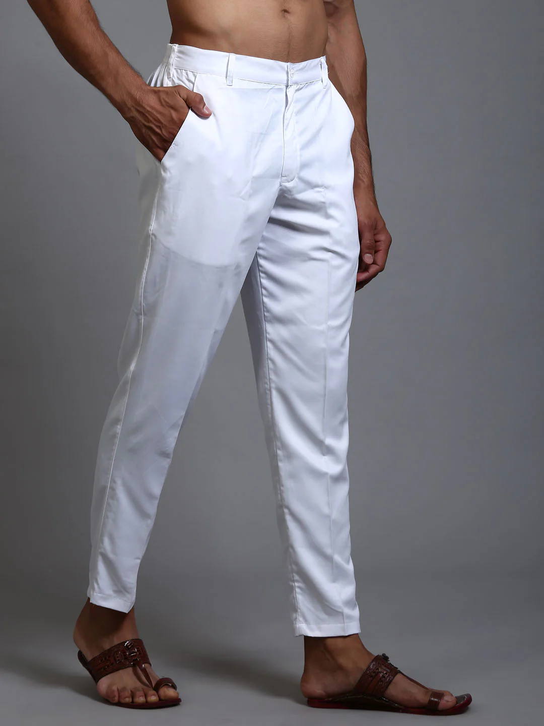 Men's White Cotton Pant Style Pyjama - Image 5