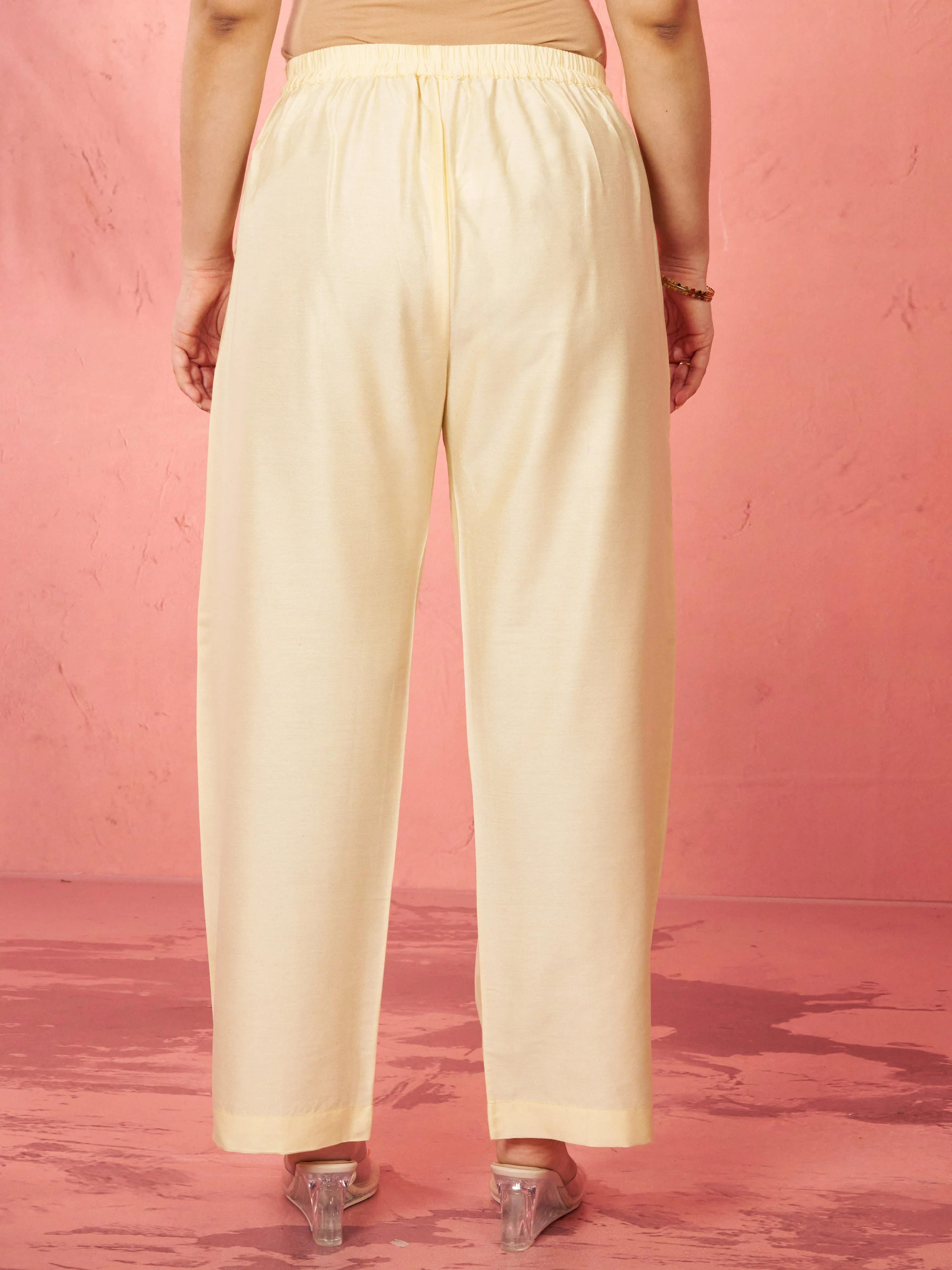 Women's Gold Viscose Palazzo Pants - Image 4